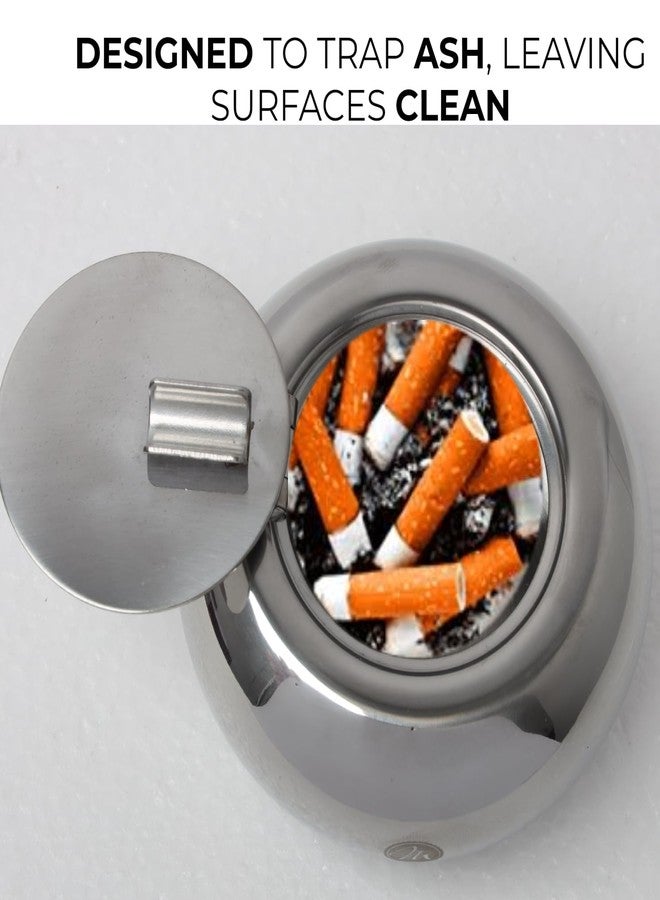 مانتيلو سيجارز منفضة سجائر مانتيلو العصرية المصنوعة من الفولاذ المقاوم للصدأ، مع غطاء، للاستخدام الداخلي والخارجي - Image 5